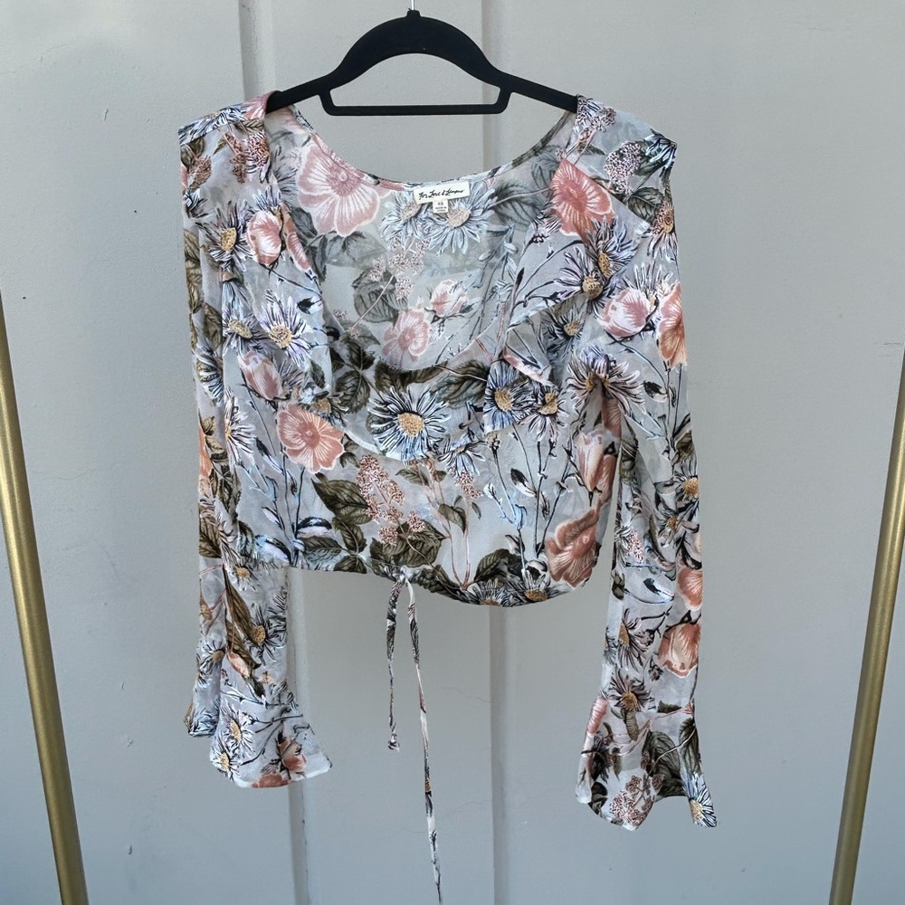 For Love and lemons floral crop top blouse size xs